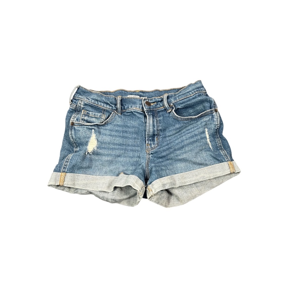 Old Navy Boyfriend Denim Shorts Medium Wash Distressed Cuffed Blue Womens Size 4